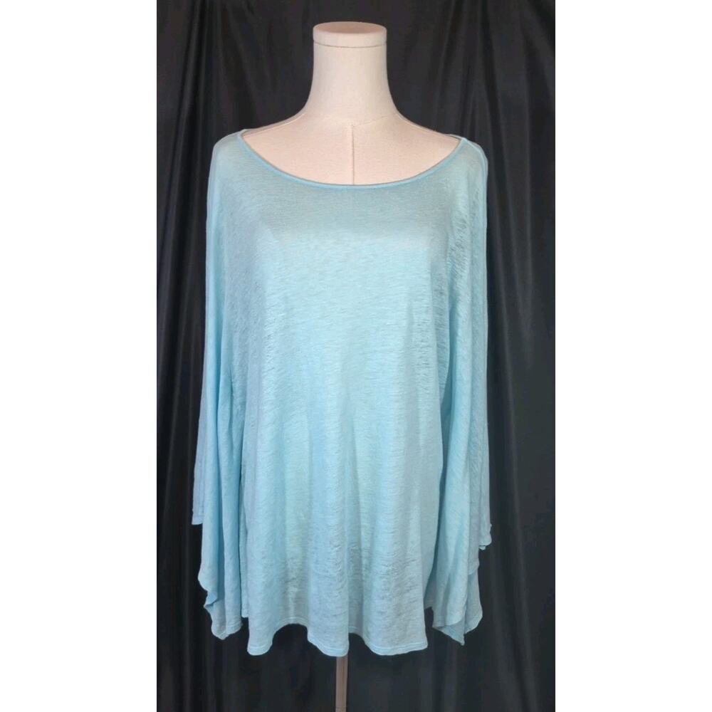 Calypso St Barth Linen Burnout Tourquoise Top Small